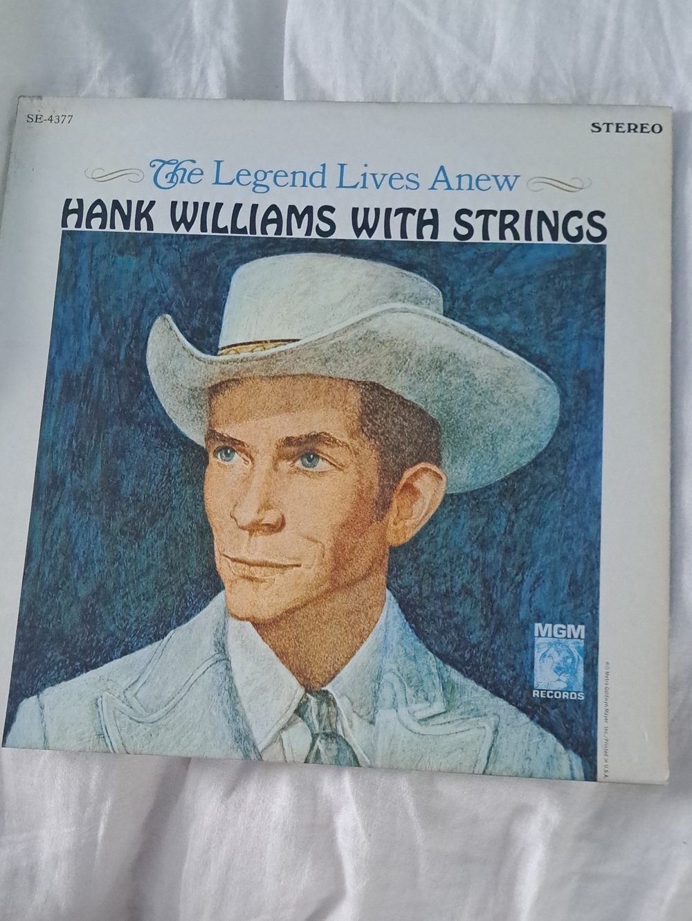 Hank Williams With Strings — The Legend Lives Anew Album Cover (White, Blue)